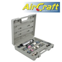 AIR CRAFT Air Die Grinder 1/4" 14 Piece Kit Blow Mould Case Photo