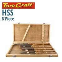 Tork Craft Chisel Set Wood Turning HSS 6 Piece Wooden Case Photo