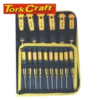 Tork Craft Screw Driver Set 16 pieces In Canvas Bag Standard & Precision Sizes Incl Photo