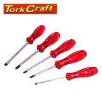 Tork Craft Screw Driver Set Pvc 5 pieces Sl 3/5/6.5 Mm & Ph1/2 Photo