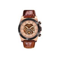 Traser Lady Sporty Chronograph Rose Gold/Black -Brown Leather Strap Photo