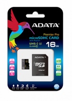 Adata Premier Pro 16GB microSDXC/SDHC UHS-I U3 Class 10 with SD adapter - Retail Pack Photo