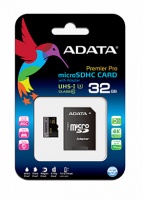 Adata Premier Pro 32GB microSDHC UHS-I U3 Class 10 with SD adapter - Retail Pack Photo