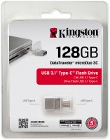 Kingston Technology - DataTraveler microDuo 3C 128GB USB 3.0 Type-A/Type-C USB flash drive - Silver Photo
