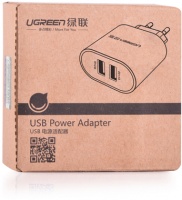 Ugreen 2-Port 3.4A USB Wall Charger - White Photo