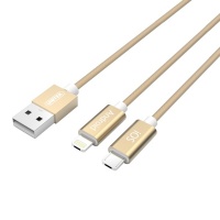 Unitek 2-1 1.5m Micro USB and Lightning USB Cable - Gold Photo