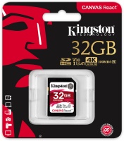 Kingston Technology - SD Canvas React 32GB SDHC UHS-I U3 Memory Card Photo