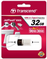 Transcend - 890 JetFlash 32GB USB-C & USB 3.1 Flash Drive - Silver Photo