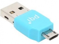 PQI RF01-0011R014J Connect 203 OTG USB Drive Micro SD Card Reader - Blue Photo