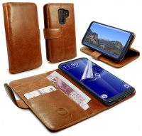 Tuff Luv Tuff-Luv Vintage Genuine Leather Folio Wallet Case Cover and Stand for Samsung Galaxy S9 - Brown Photo