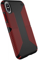 Speck Presidio Grip Series Case for Apple iPhone XS and X - Black and Dark Poppy Red Photo