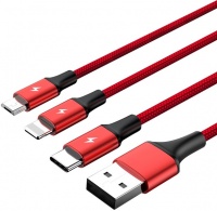 Unitek 1.2m 3-In-1 USB Charge Sync Cable - Red Photo