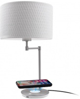 Macally LED Table Lamp with Wireless Charging and USB Port - White and Silver Photo