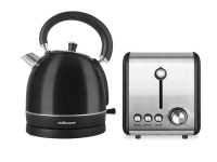 Mellerware Pack 2 Piece Set Stainless Steel Black Kettle And Toaster Eclipse Photo