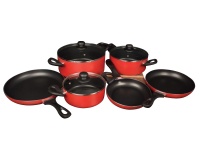 Global Kitchen 9 Piece Red Non-Stick Pot and Pan Set Photo