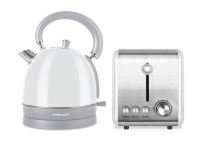Mellerware Pack 2 Piece Set Stainless Steel White Kettle And Toaster Chiffon Photo