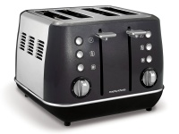 Morphy Richards Toaster 4 Slice Stainless Steel Black 1800W Evoke Photo