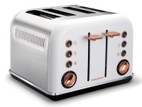 Morphy Richards Toaster 4 Slice Stainless Steel White 1800W Accents Rose Gold Photo
