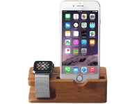Tuff Luv Tuff-Luv Bamboo Charging Stand For Apple Watch & iPhone-Brown Photo