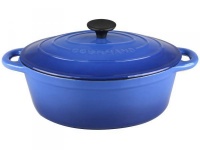 Gourmand 4.5L Oval Cast Iron Casserole & Lid - Blue Photo