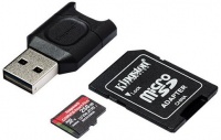 Kingston React Plus 256GB microSDXC SDCR2 w/Adapter MLPM Reader Photo