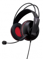 Asus Cerberus gaming headset for PC/Mac/PlayStation/mobile device - black red republic of gamers design - dual position detachable retractable uni-directional noise-filtering microphone 60mm neodymium Photo