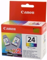 Canon bci-24c Color ink Twin pack 170 pages - for i250 i320 i350 i450 i455 i470D i475D s200 s200x s300 s300 photo ip1000 ip1500 ip2000 mp110 mp130 mp360 mp370 mp390 mpc190 mpc200 Photo