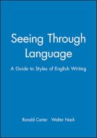 Photo of Seeing Through Language - Guide to Styles of English Writing (Paperback) - Ronald Carter