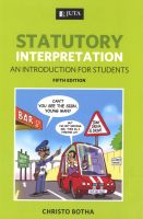 Photo of Statutory Interpretation - An Introduction for Students (Paperback) - CJ Senior Lecturer Constitutional Law UNISA