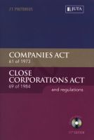 Photo of Companies Act 61 of 1973 Close Corporations Act 69 of 1984 and Regulations (Paperback 11th ed) - JT Pretorius