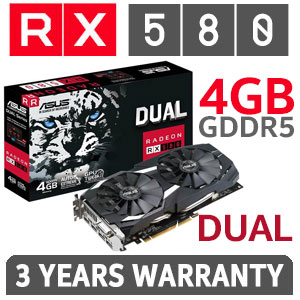Photo of ASUS Radeon RX 580 Dual 4GB GDDR5 Gaming Graphics Card / 2304 Stream Processors / 256-bit Memory / DUAL-RX580-4G