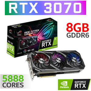 Photo of ASUS ROG Strix GeForce RTX 3070 8GB GDDR6 Graphics Card / 5888 Cuda Cores / Boost: *** MHz / Axial-Tech Fans / GPU