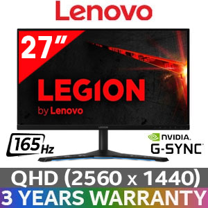 Photo of Lenovo Legion Y27gq-20 27" QHD 165Hz Gaming Monitor / Up to 0.5ms Response Time / NVIDIA G-Syncâ„¢ / NearEdgeless