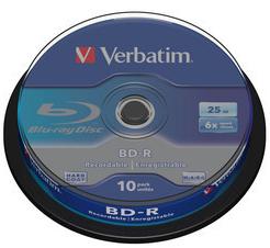 Photo of Verbatim BD-R SL 6x 25GB - 10 Pack Spindle Optical Media
