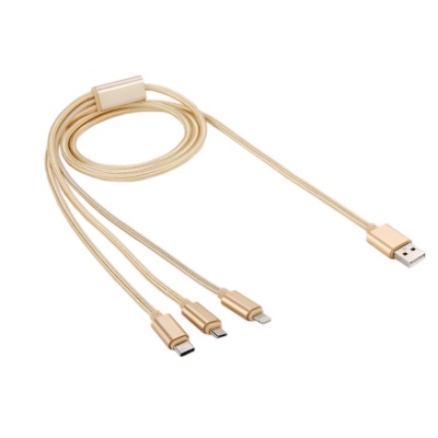 Photo of SDP 1.2m USB-C / Type-C 3.1 & 8 Pin & Micro USB 5 Pin to USB 2.0 Woven Style Charging Cable For iPhone / iPad / Galaxy