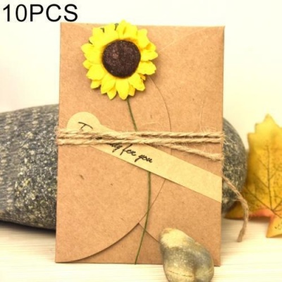Photo of SDP 10 piecesS Festival Creative DIY Retro Kraft Paper Handmade Small Dry Flower Greeting Card Birthday Card