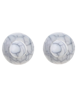 Photo of Jewels and Lace Marble Front Back Illusion Earrings White