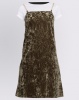Brett Robson Cassey Velour Slip Dress With Chain Straps & Crop Tee Khaki Photo