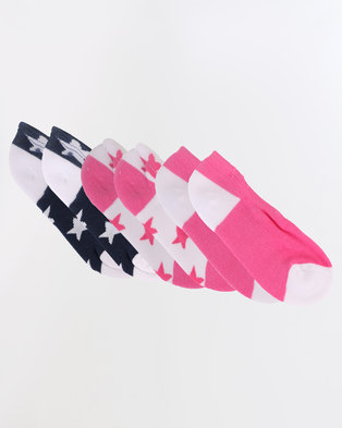 Photo of Converse All Over Star Print 3 Pack Socks Pink