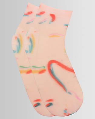 Photo of Hysteria Mia Print Ankle Socks Pink Multi