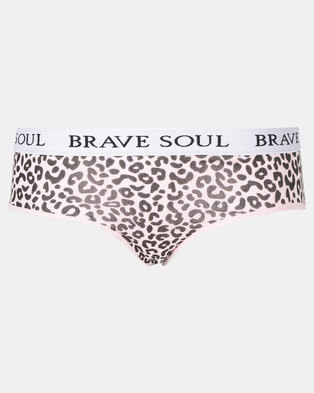 Photo of Brave Soul Knickers Branded Waistband Contrast Logo And Print Multi
