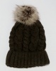 New Look Faux Fur Pom Pom Bobble Hat Khaki Photo
