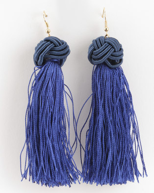 Photo of Jewels and Lace Tassel Earrings Blue