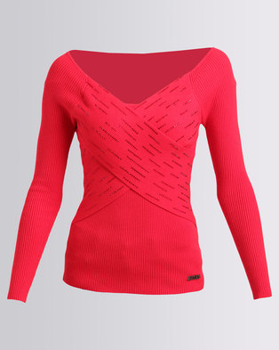 Photo of Sissy Boy Assymetric Bling Knitwear Top Red