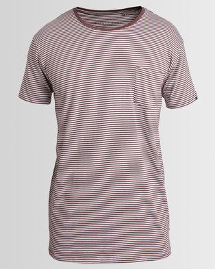 Photo of Silent Theory Stripe Pocket T-Shirt Burgundy