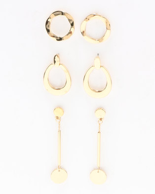 Photo of All Heart Circle 3 Pack Earring Set Gold-tone