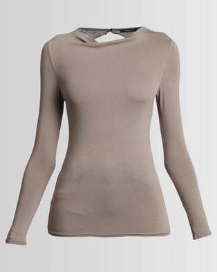 Photo of Assuili Kea Long Sleeve Top With Back Lace Taupe