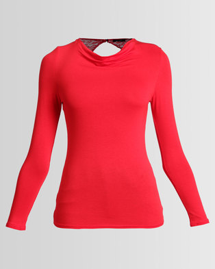 Photo of Assuili Kea Long Sleeve Top With Back Lace Red