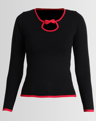 Photo of Assuili William de Faye Bi-Color Round Neck Sweater Black