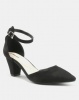 Bata Suede Pointy Ankle Strap Heels Black Photo